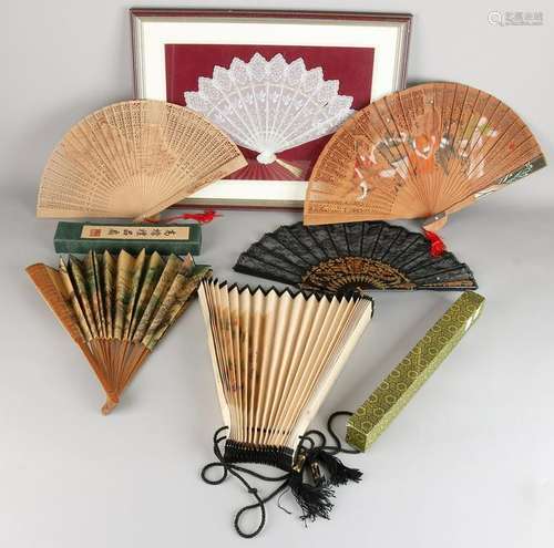 Six old fans. Among others: China, Spain. 20th century.