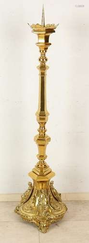 Very large gilt bronze candle candlestick church with