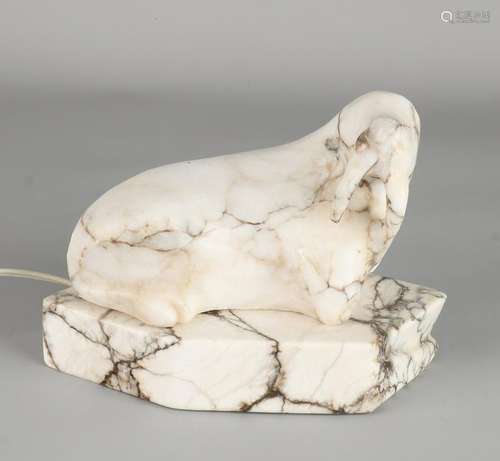 Two-piece Art Deco marble lamp in the shape of a