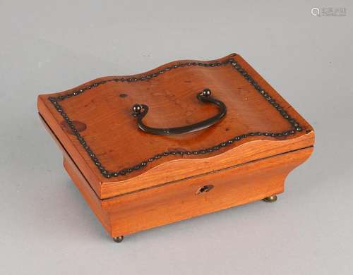 19th Century mahogany wooden box with a curved handle.