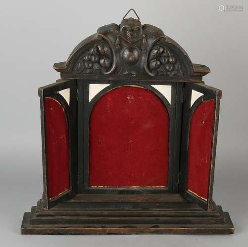 19th Century geeboniseerd wood inserted altar wall with