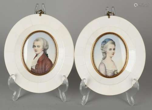 Two old German miniatures bone. 20th century. Women +