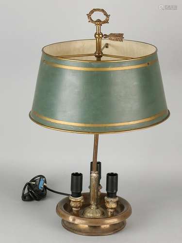 Three-light brass Empire-style table lamp with