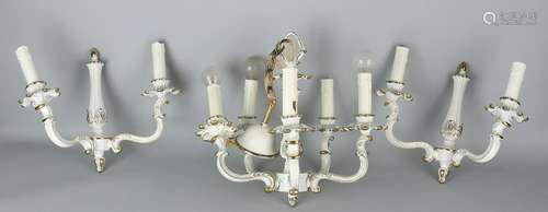 Three brass lamps in Baroque style. Second half 20th