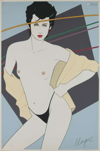 Patrick Nagel. 1945 - 1984 U.S.A. Half-naked lady.