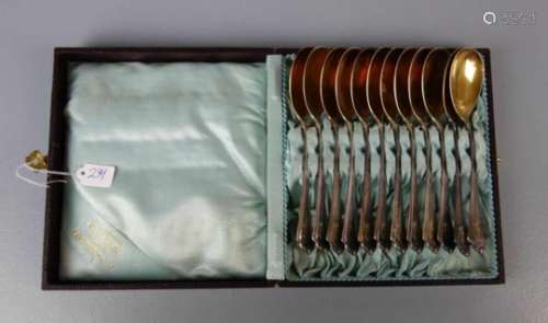 12 KAFFEE - ODER TEE - LÖFFEL / silver spoons, 800er Silber (insgesamt 298 g), gepunzt mit Halbmond,
