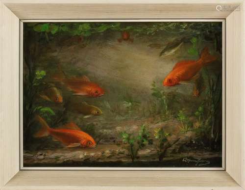 Unclear signed. Dutch School. Circa 1930. Fish