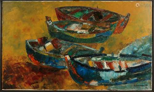 Gerard van Kerkhof. 1964. 1939 -. Boats on the beach.