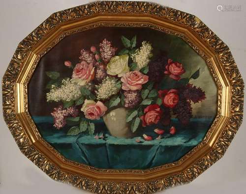 A. Höppner. German School. Circa 1930. Vase with roses.