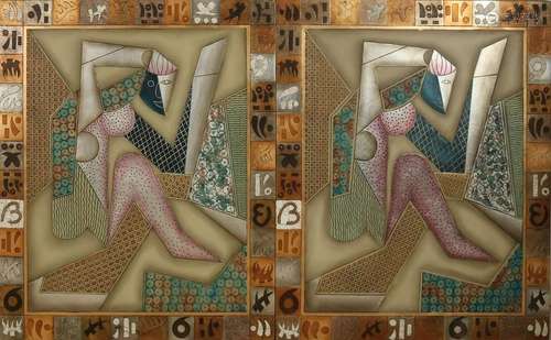 Two modern works. Two-dimensional painted on wood,