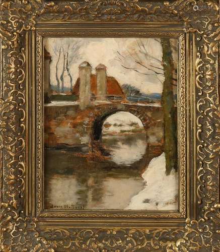 Louis Willem van Soest. 1867 - 1948. Stone bridge in