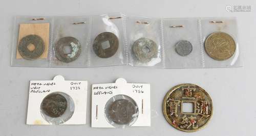 Lot 9 coins worldwide, various conditions.