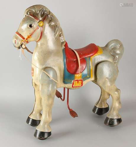 Large tin toys horse. Lithographed. Circa 1930 - 1950.