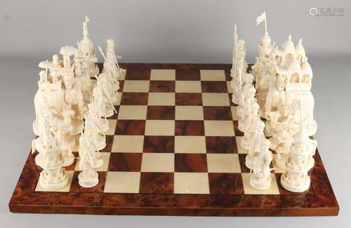 Capital made of camel bone chess with big chessmen. By