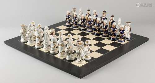 Royal Dux porcelain chess set with colored porcelain