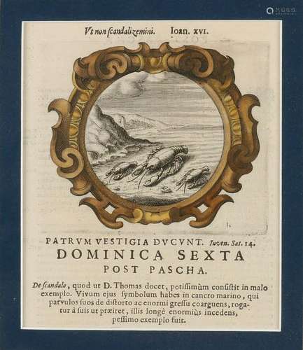 17th - 18th Century hand colored engraving. Dominica