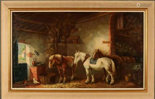 Anton Muller. 20th century. German School. Stable with