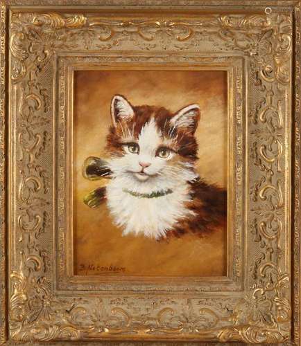 Bert Noteboom. 1941. Cat with ribbon. Oil paint on