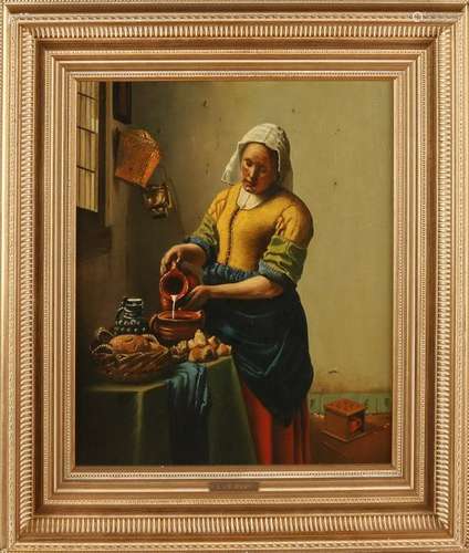 L. v.d. Waart. Milkmaid. Oil on linen. Size: 46 x H, B