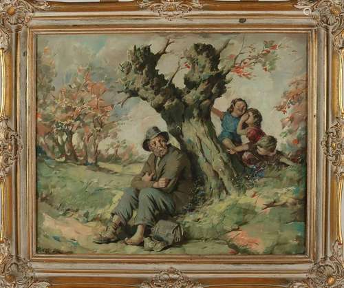 A. Tahon. 20th century. Old man with tree with