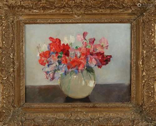 Alb. BJ Mulder. 1889 - 1972. Vase with Flowers. Oil on