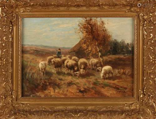 P.A. Bouter. 1887 - 1968. Coming sheep with a shepherd.