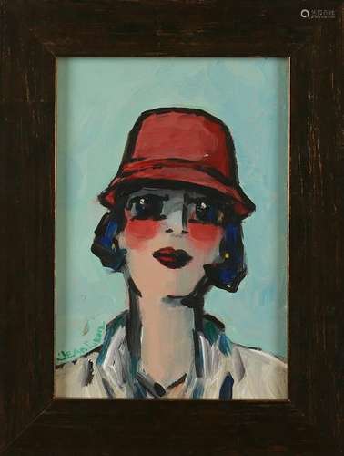 Jean Leon. 21st century. French School. Lady with hat.