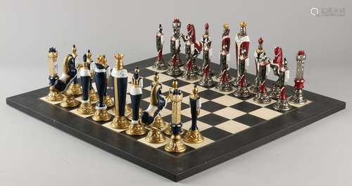 Italfama chess with metal painted wooden chess pieces