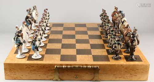 Rare Napoleon chess against Russia. With hand-painted