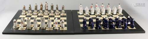 Two Russian porcelain chess games. Two-colored with