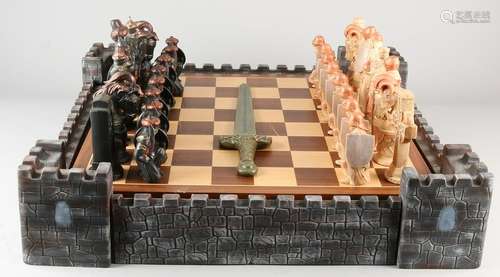 Large ceramic chess with medieval characters with