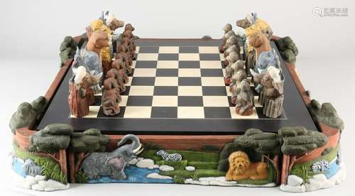 Great African pottery chess with animals + wooden