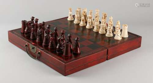 Chinese chess game with pottery figures and with chess