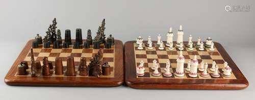 Two chess games. One time Islamic chess with chessmen