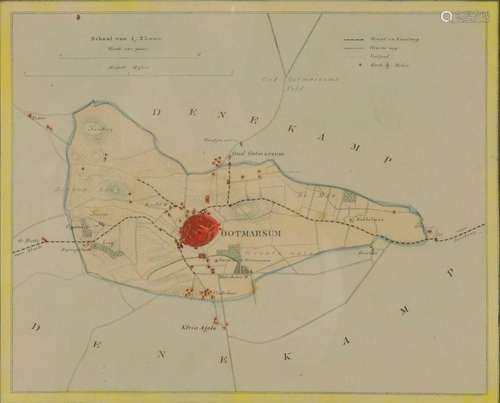 Antique map of Ootmarsum. Circa 1920. Lithograph on