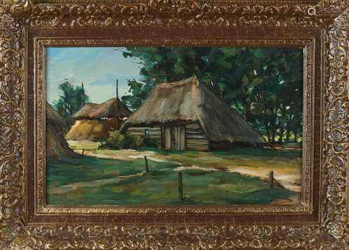 Gerrit Bakker. Circa 1930. Drenthe sod with Rick. Oil