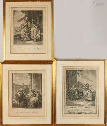 Three 18th - 19th century French engravings figures