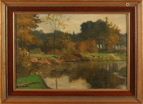 Gerard Krol. 1882 - 1950. River Dinkel. Oil paint on