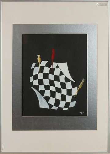 Aad van den Bosch, 1991. Chess Move. Gouache on paper.