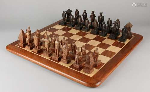 Three carved chess sets from Gambia + wooden