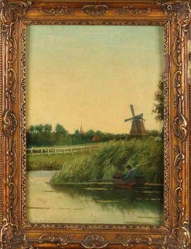 Jan van Everdingen. Dutch landscape with windmill and