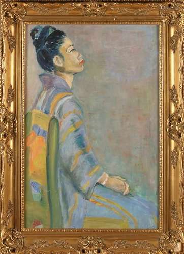 Monogram A. K. of C. 20th Century. Indonesian lady. Oil