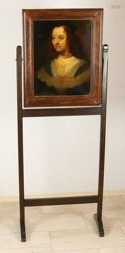 Twice 19th century. Easel with double painted portrait