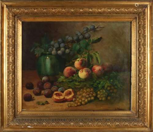 Signed L'Huber. 19th century. Still life with fruit.