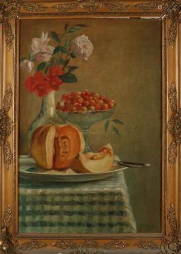Unclear signed. French School. 1927. Still life with