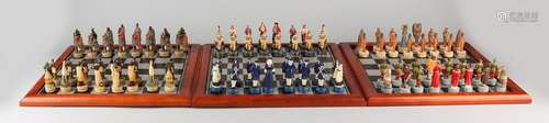 Three chess games. Polystone. Comprising: pirates set,