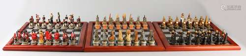 Three chess games. Polystone. Comprising: Egypt set,