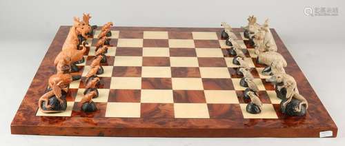 Australian chess game with poly stone painted figures /