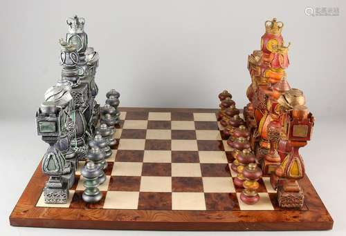 American chess with medieval characters, plastic, metal