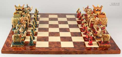 Indian chess legs, hand painted with gold decor +